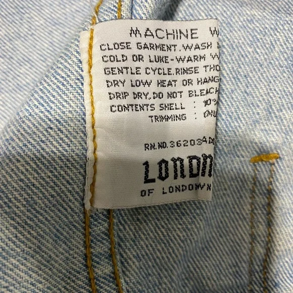 London Fog, Blue Denim Jacket with Brown leather Collar - Picture 9 of 15